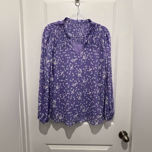 Like New Large Purple and White Print Sheer Top - Picture 3 of 13